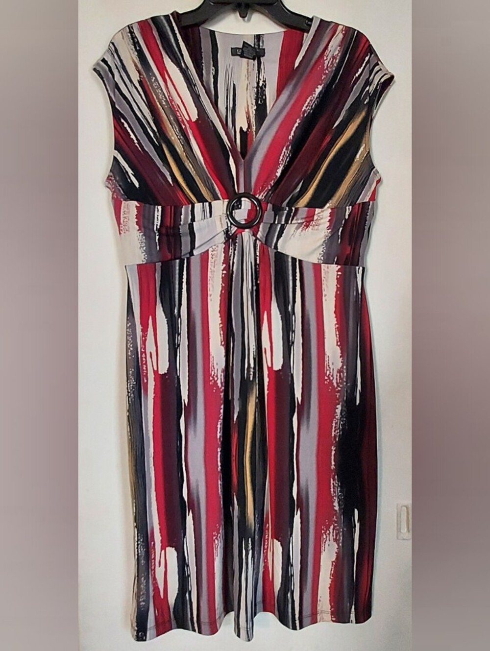 Glamour Striped V-Neck Maxi Dress in Red, Black and White 14